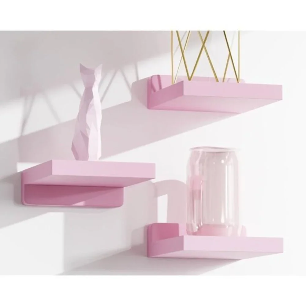 New 3-Pack of Small Floating Wall Shelves with 2 Types for Home Decor - 5Inch